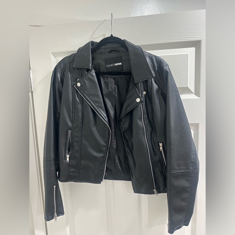 Fashion Nova Sleek Black Leather Jacket